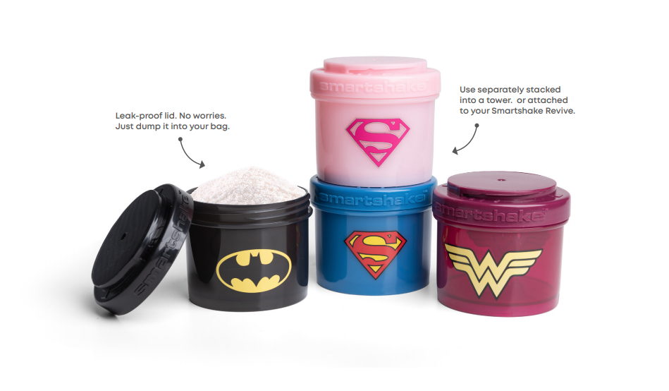 Smartshake Justice League Whey2Go Batman Protein Powder Storage