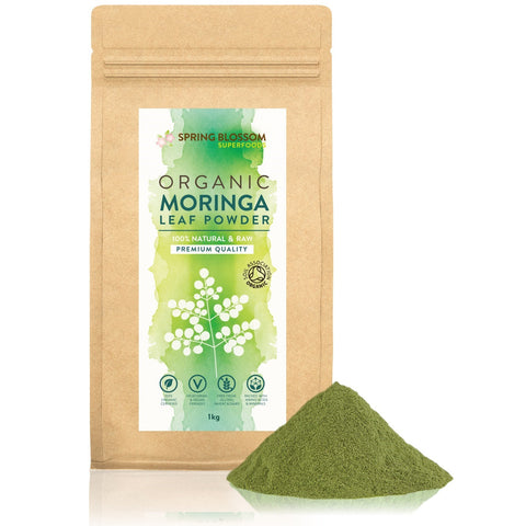 Spring Blossom Superfoods Organic Moringa Leaf Powder 1kg - Damaged Packaging