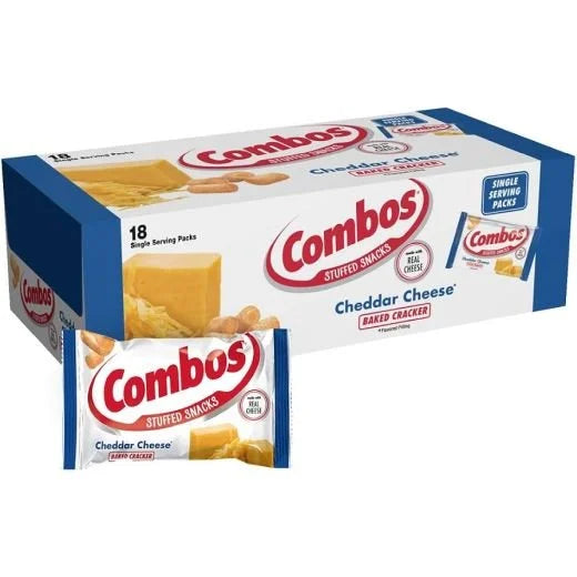 Combos Stuffed Snacks Cheddar Cheese Baked Cracker 18 x 48.2g (case) - Out of Date