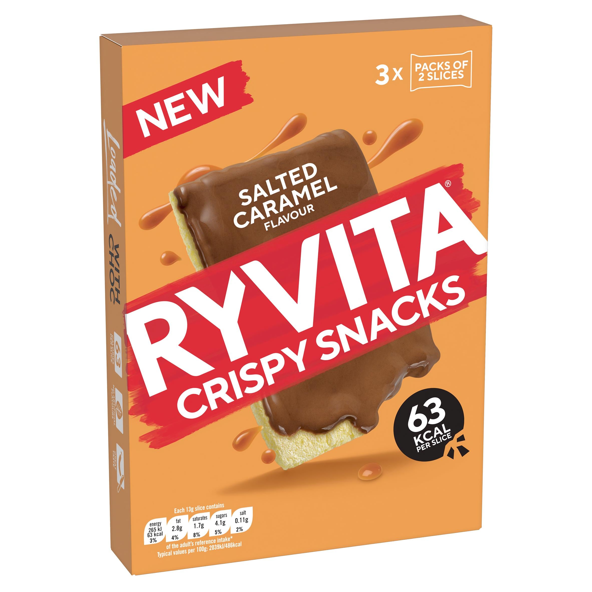 Ryvita Salted Caramel Crisp Snacks 3 x 26g - Out of Date