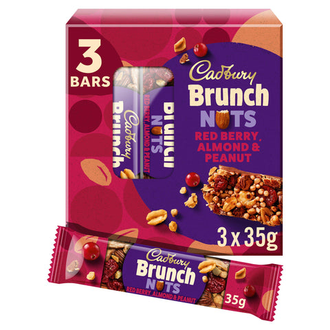 Cadbury Brunch Bar Red Berry, Almond & Peanut 3 x 40g - Short Dated