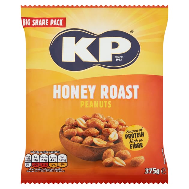 KP Nuts Honey Roast Peanuts 375g - Short Dated