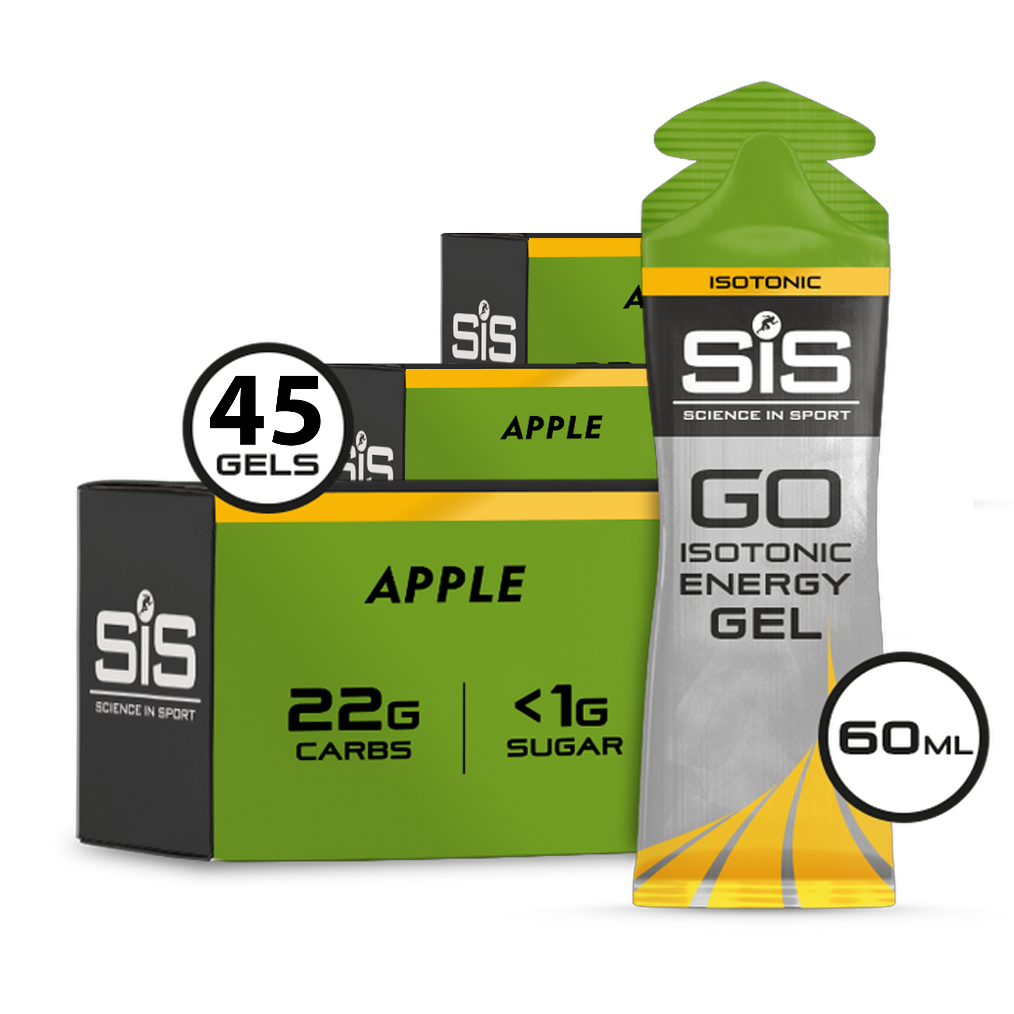 SIS Go Isotonic Apple Energy Gel 45 x 60ml (3 cases) - Out of Date