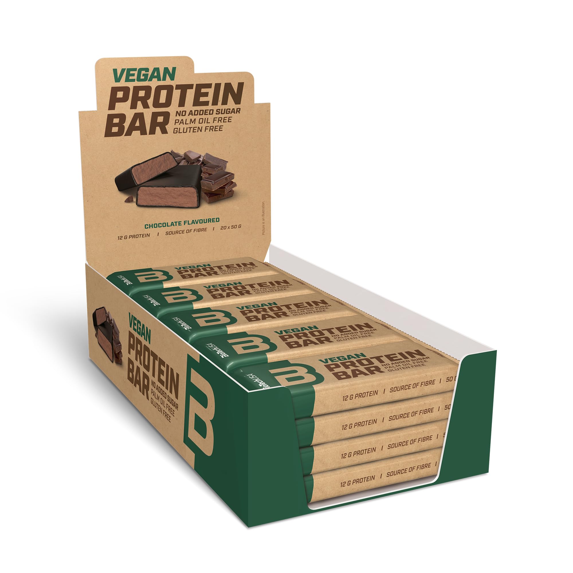 BioTechUSA Chocolate Vegan Protein Bar 12 x 50g - Short Dated
