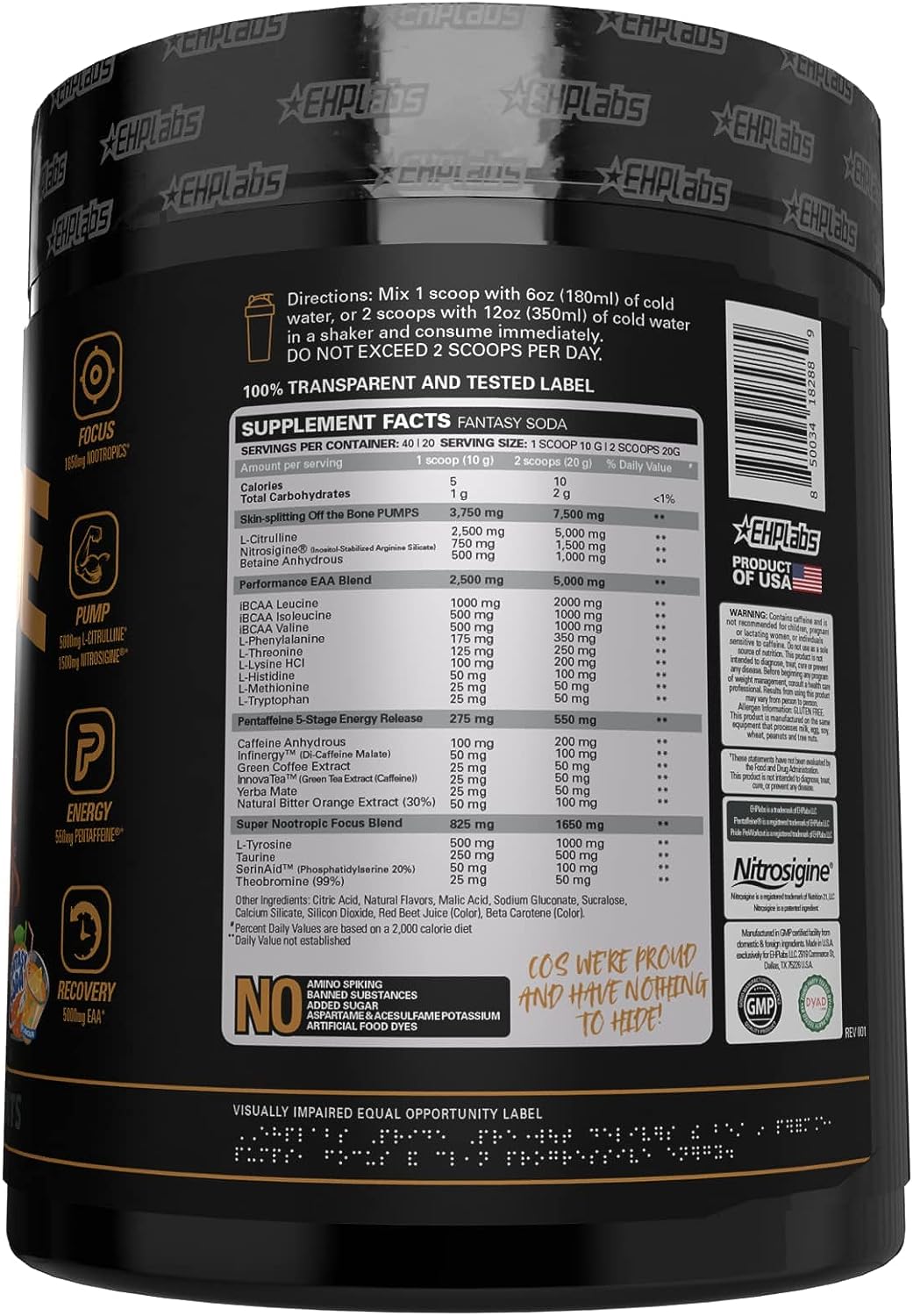 EHP Labs Pride Pre Workout 374g - Short Dated