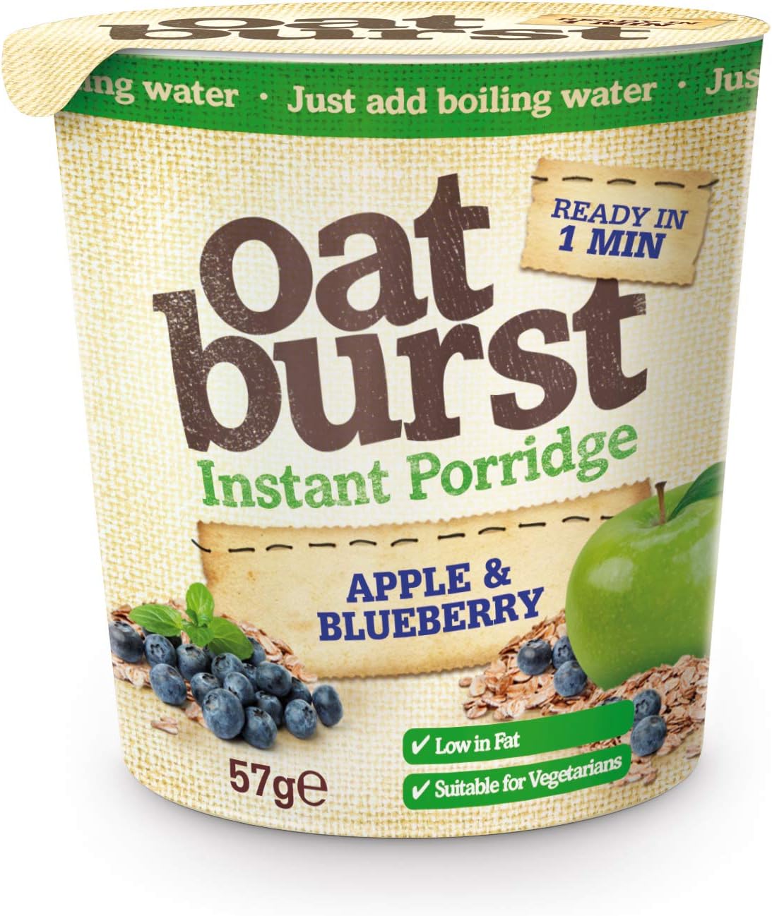 Oatburst Apple and Blueberry Porridge 8 x 57g (case) - Out of Date