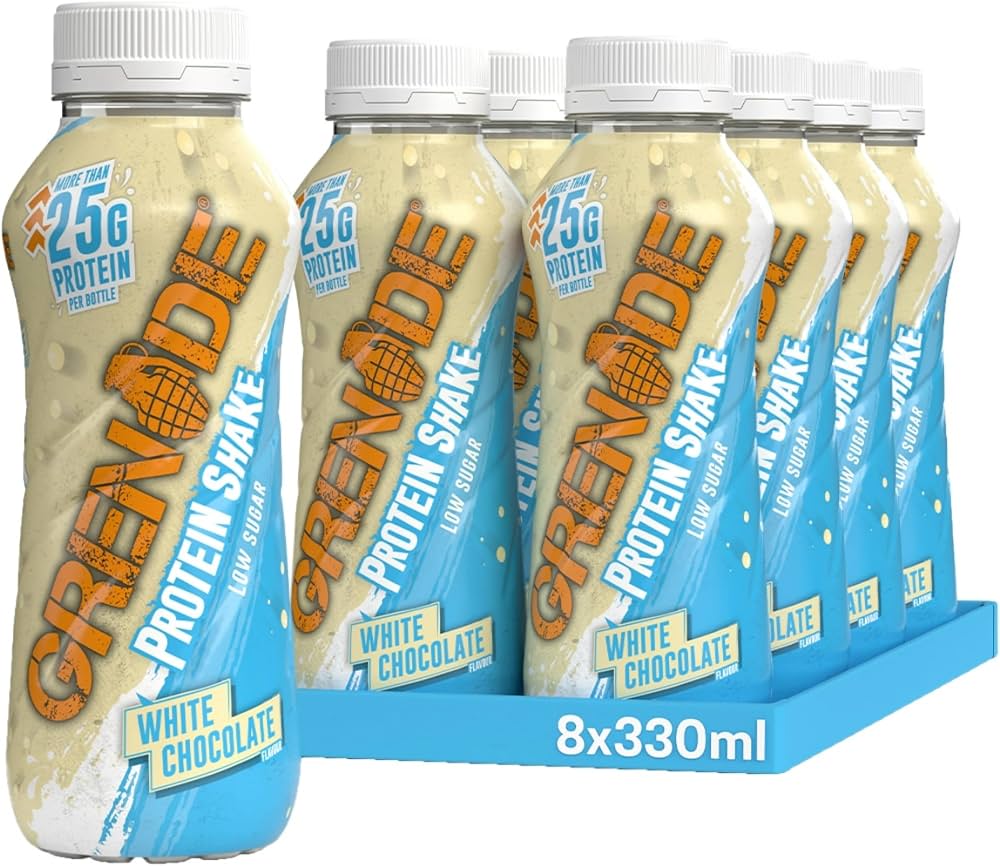 Grenade White Chocolate Low Sugar Protein Shake 8 x 330ml - Out of Date