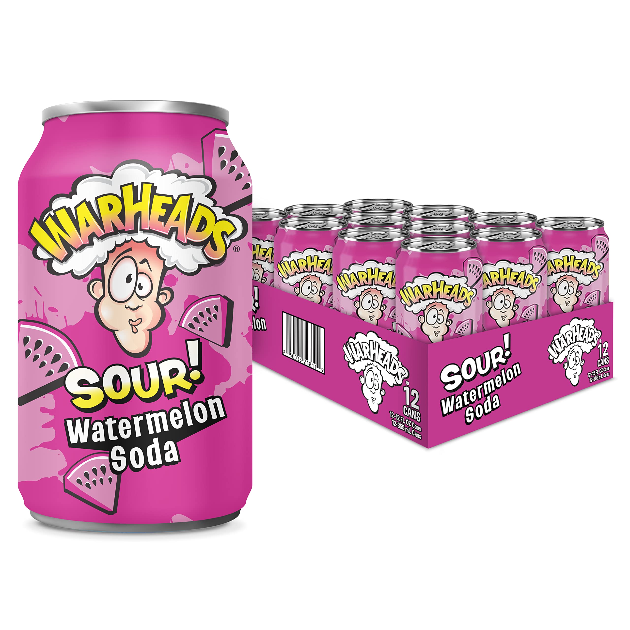 Warheads Sour Watermelon Soda 12 x 330ml - Out of Date