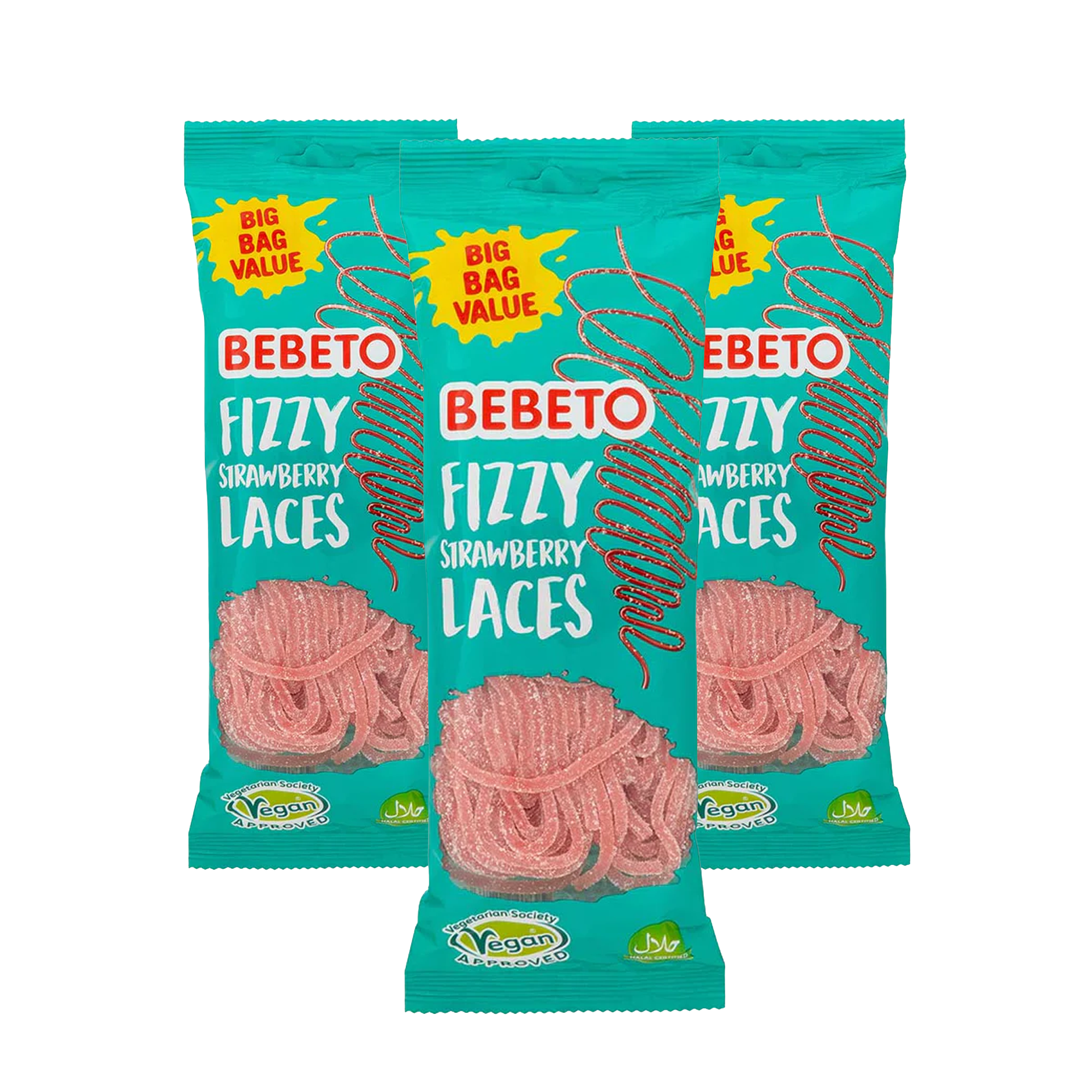 Bebeto Fizzy Strawberry Laces 12 x 220g (case) - Out of Date
