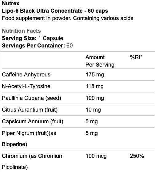Nutrex Lipo-6 Black Ultra Concentrate 60 Caps - Out of Date