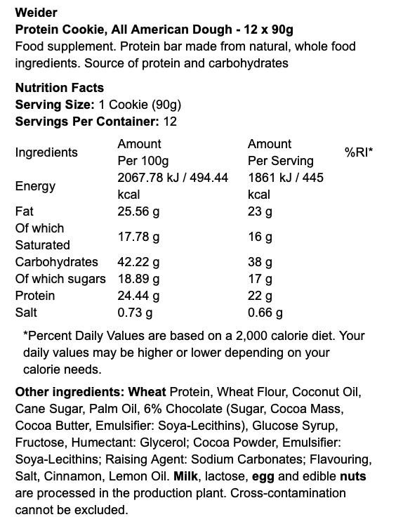 Weider Protein Cookie 12 x 90g