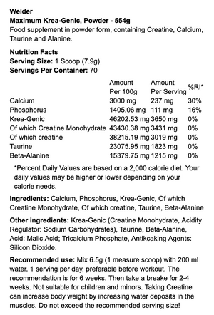 Weider Maximum Krea-Genic 554g