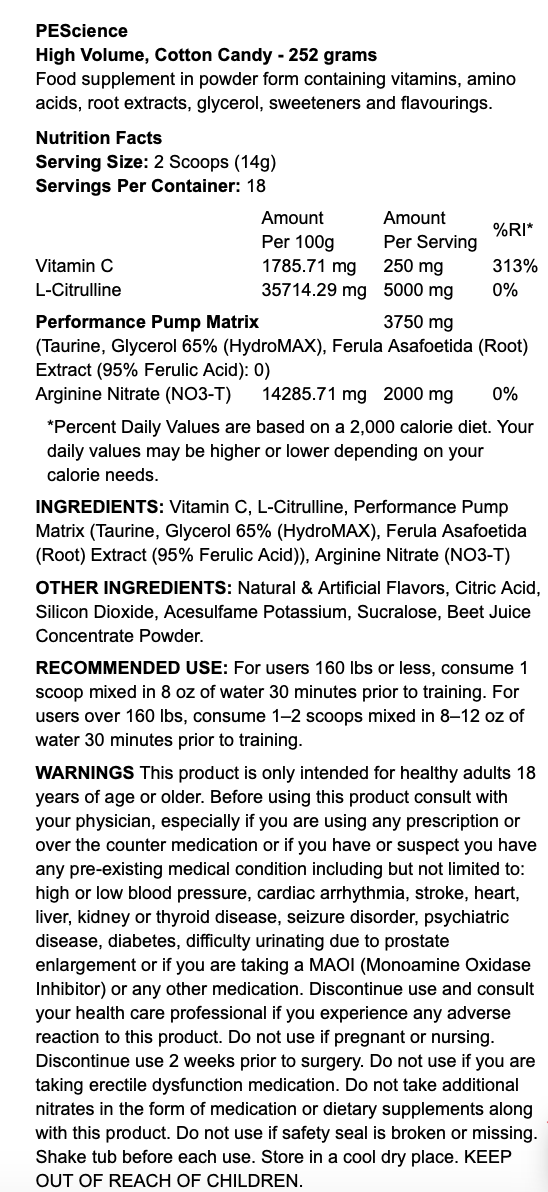 PEScience High Volume 252 - 261g