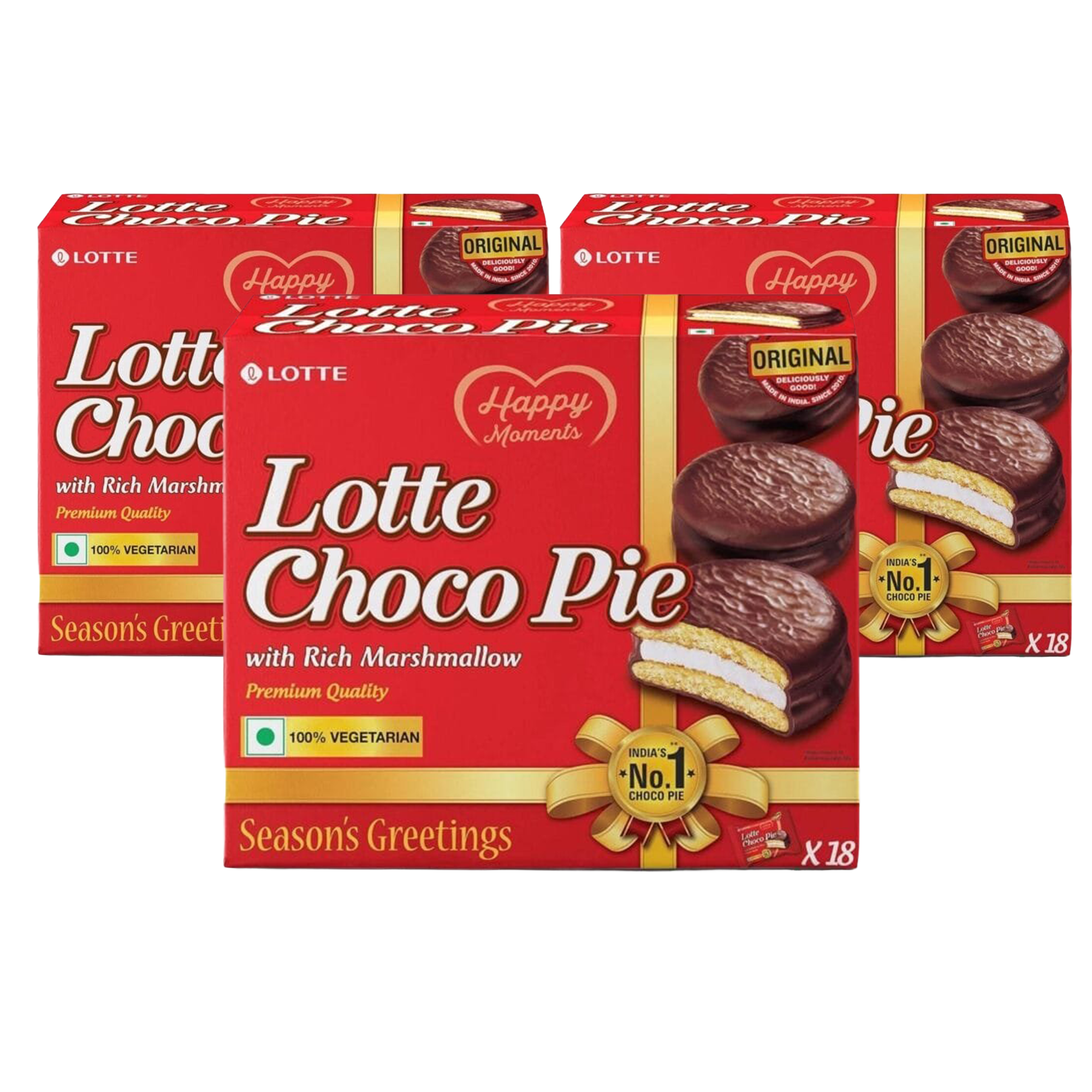 Lotte Choco Pie (Chocolate Tea Cake w/Marshmallow) 54 x 23g (3 Boxes) - Out of Date
