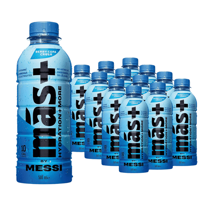 Mas+ by Messi Positive Hydration Berry Copa Crush Hydration 12 x 500ml - Out of Date