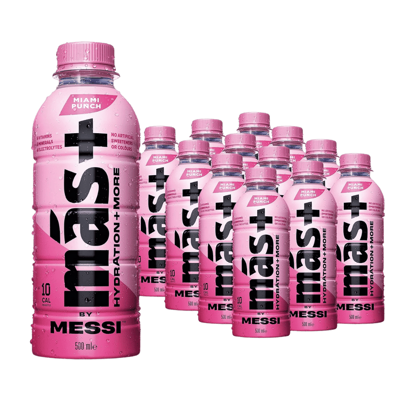 Mas+ by Messi Positive Hydration Miami Punch Hydration 12 x 500ml - Out of Date