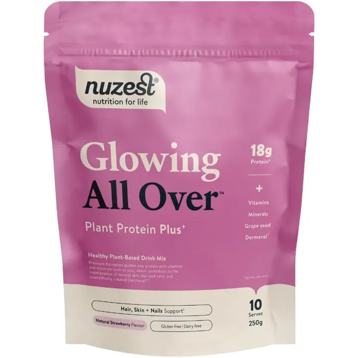 Nuzest Plant Protein Plus+ - Glowing All Over Natural Strawberry 250g - Out of Date