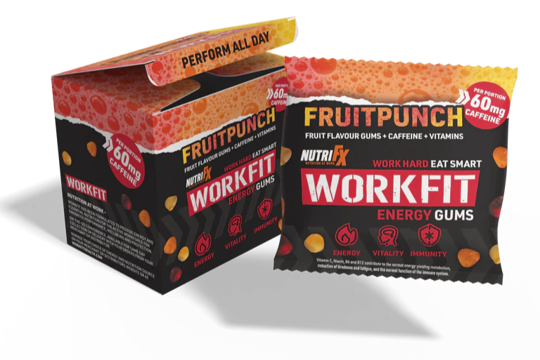 NutriFX Workfit Fruit Punch Energy Gums 6 x 50g - Out of Date