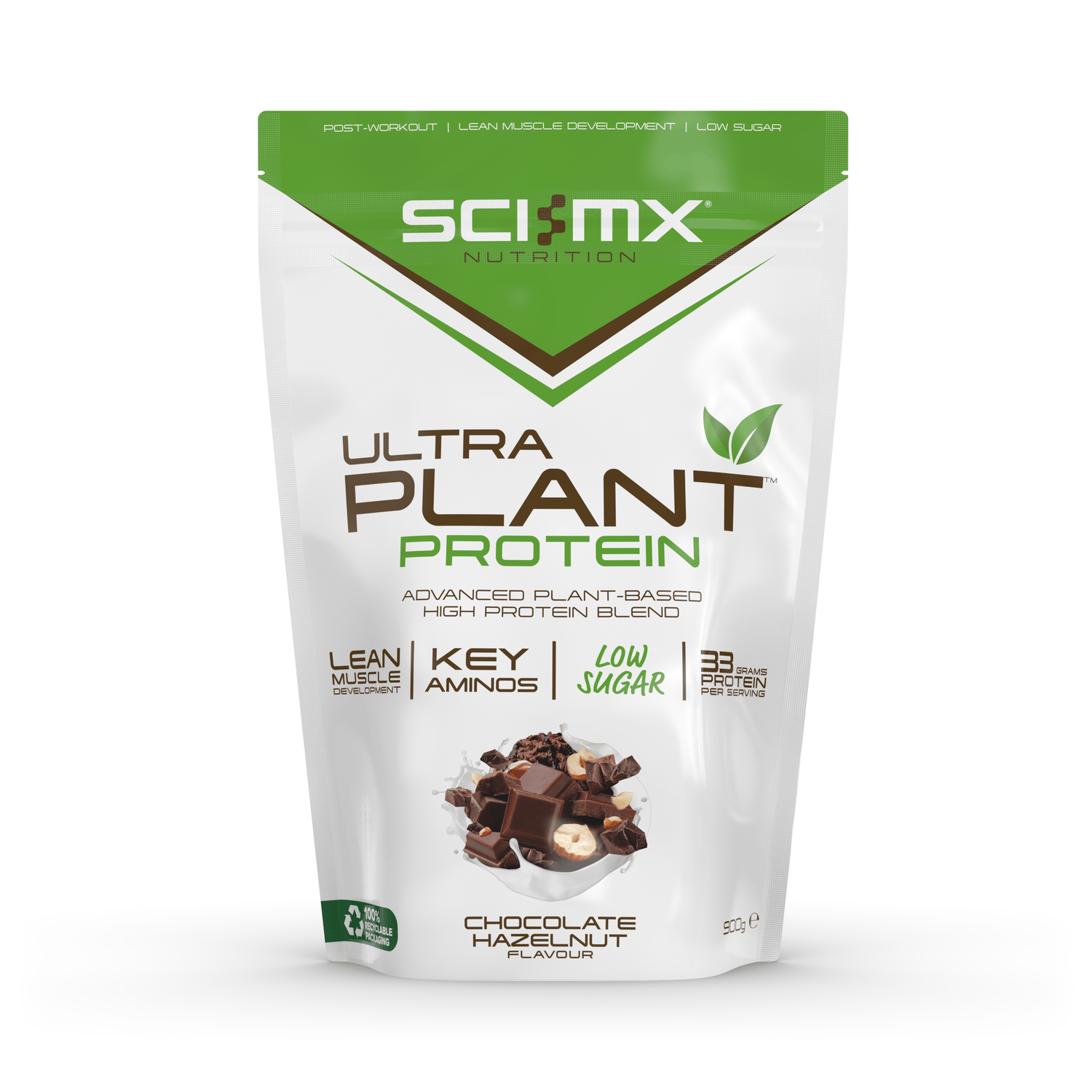 Sci-Mx Chocolate Hazelnut Ultra Plant Protein 900g - Damaged