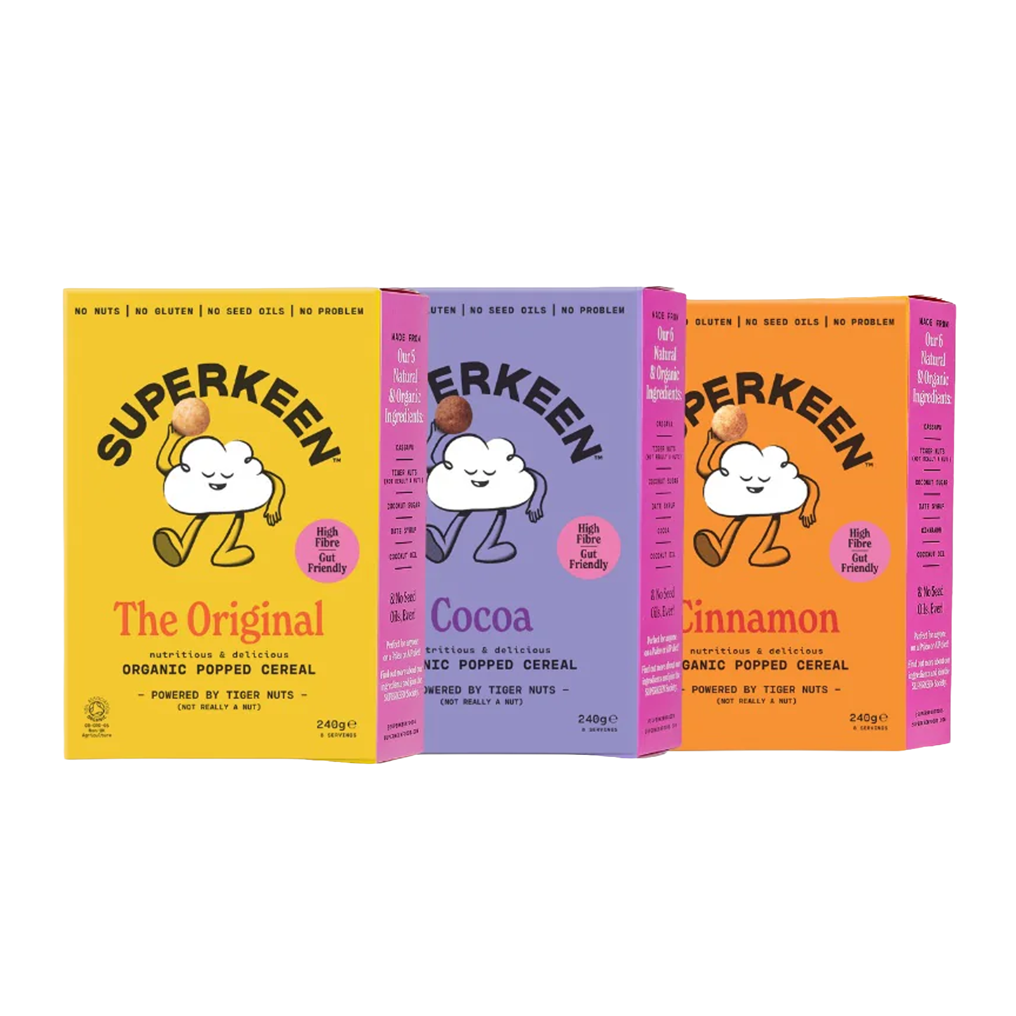 SUPERKEEN Mixed Organic Popped Cereal Balls 3 x 240g (Selection Trio) - Out of Date