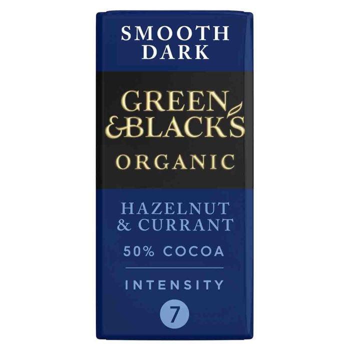 Green & Black's Hazelnut Currant Smooth Dark Chocolate Bar 90g - Out of Date