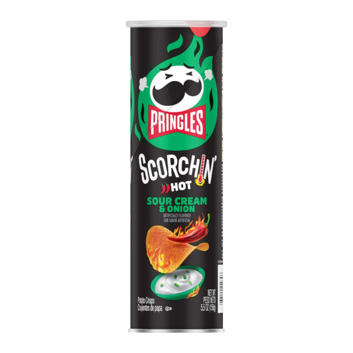 Pringles Scorchin' Hot Sour Cream & Onion 158g (Canadian) - Out of Date