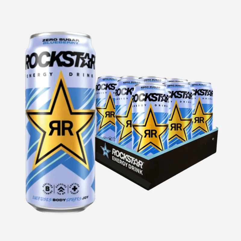 Rockstar Blueberry Zero Energy Drink 12 x 250ml - Out of Date