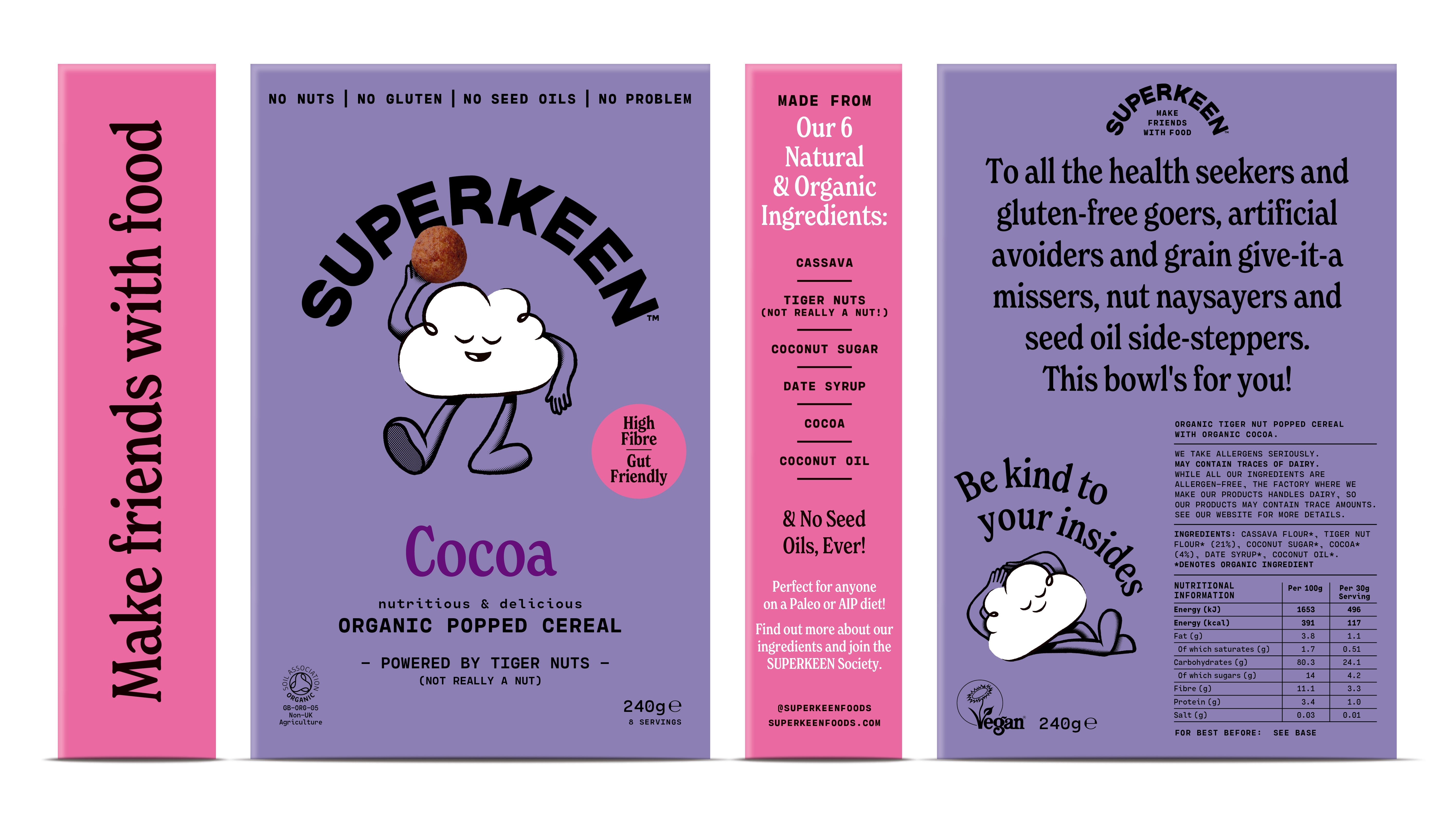 SUPERKEEN Cocoa Orangic Popped Cereal Balls 240g - Out of Date
