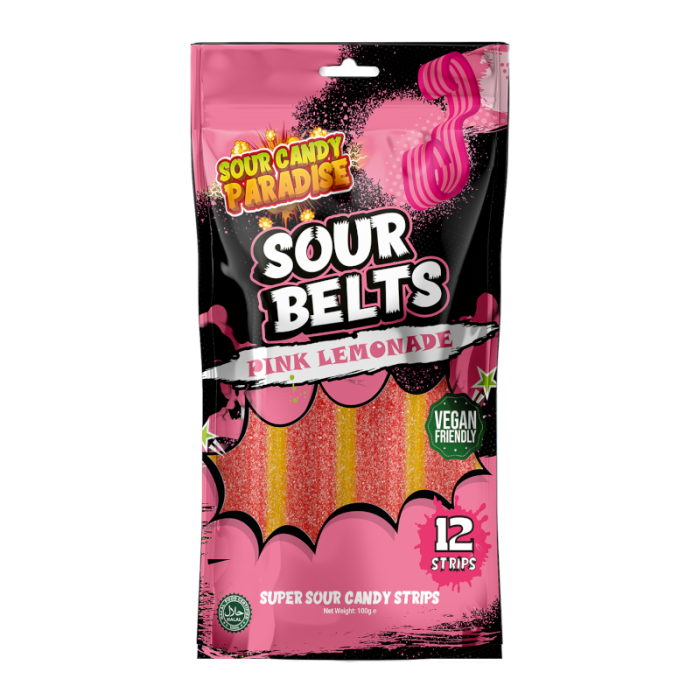 Sour Candy Paradise Sour Belts Pink Lemonade 100g