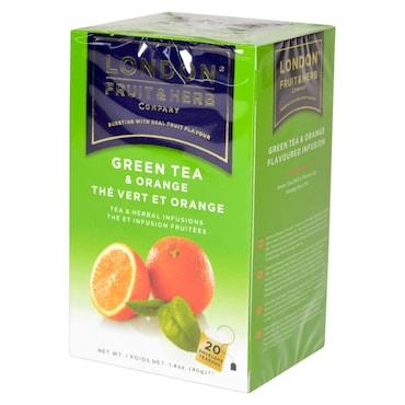 London Fruit & Herb Company Green Tea & Orange 20 Tea Bags - Out of Date