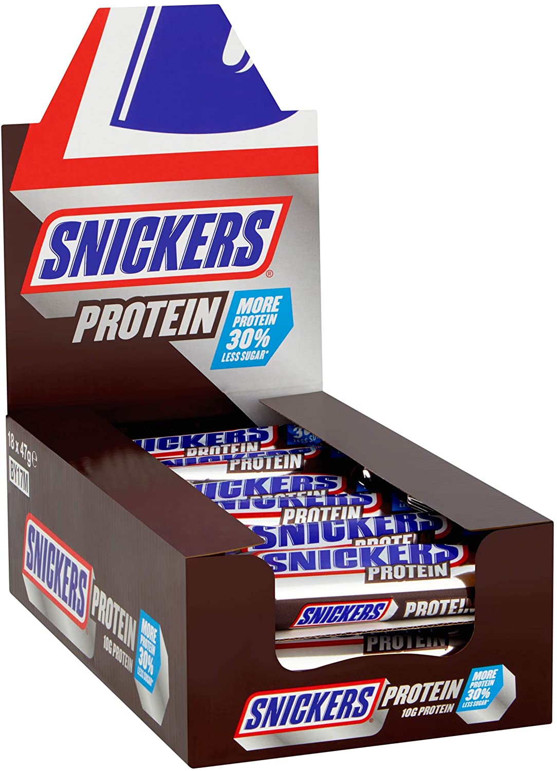Snickers Protein Bar (Less Sugar) 18 x 47g - Out of Date
