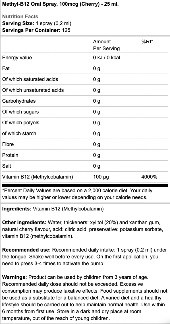 Osavi Cherry Methyl-B12 Oral Spray 25 ml