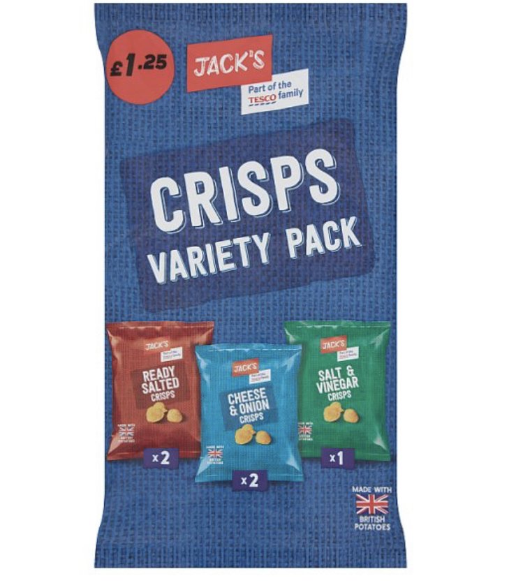 Jack’s Crisps Variety Pack 5 x 16g Out of Date Gymstop.co.uk