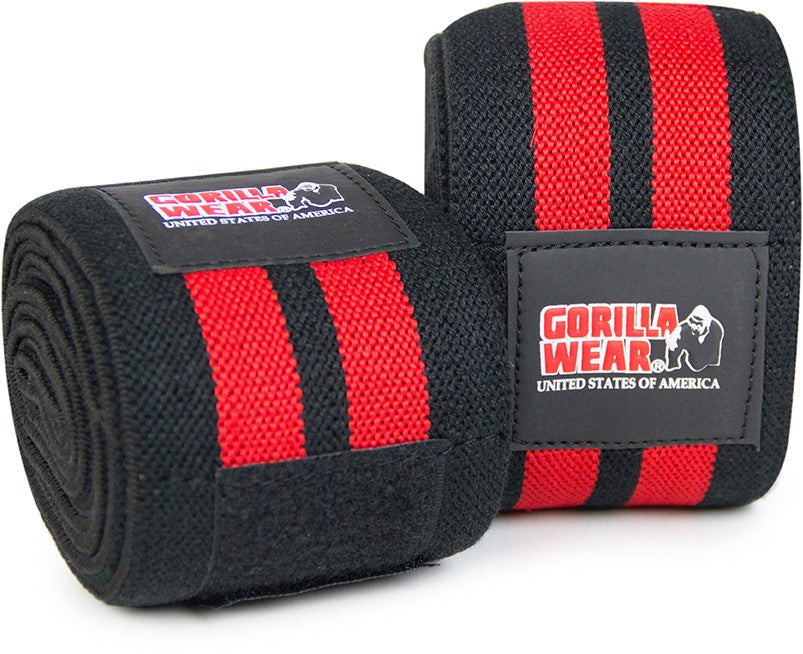 Gorilla Wear Knee Wraps 79 Inch - Black/Red - gymstop