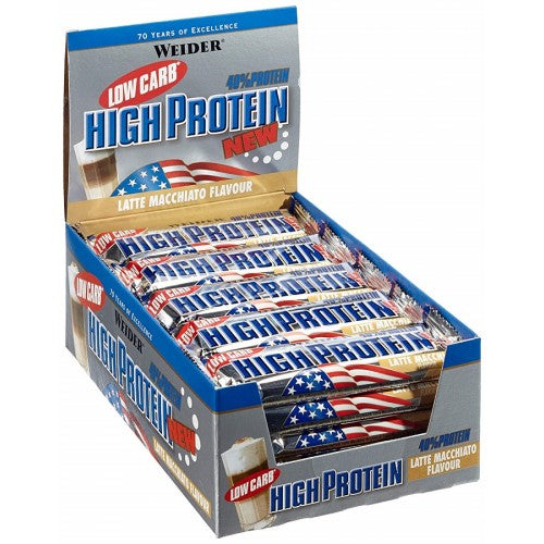 Weider 40% Low Carb High Protein Bar 24 x 50g - gymstop