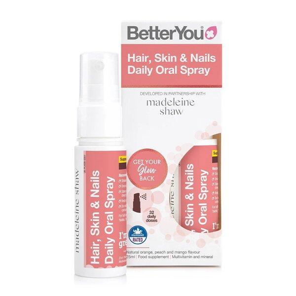 BetterYou Hair Skin & Nails Daily Oral Spray Natural Orange, Peach & Mango 25 ml